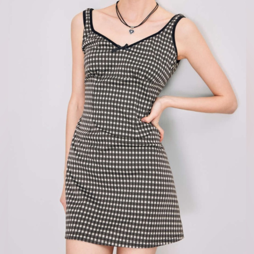 NWT Cider Gingham Mini Dress XXS - Brown